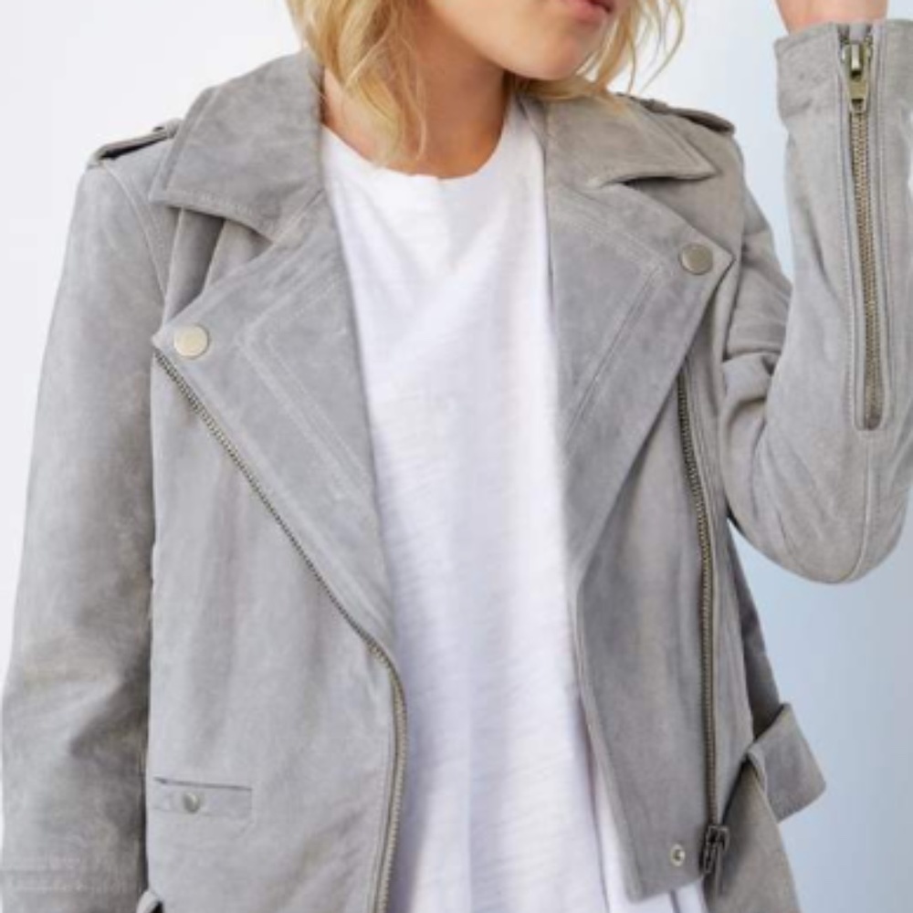 BLANKNYC Suede Moto Jacket - Brand-New Cloud Grey